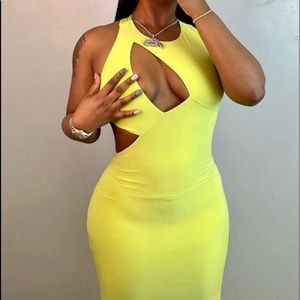 Lime Green Open Back Maxi Dress